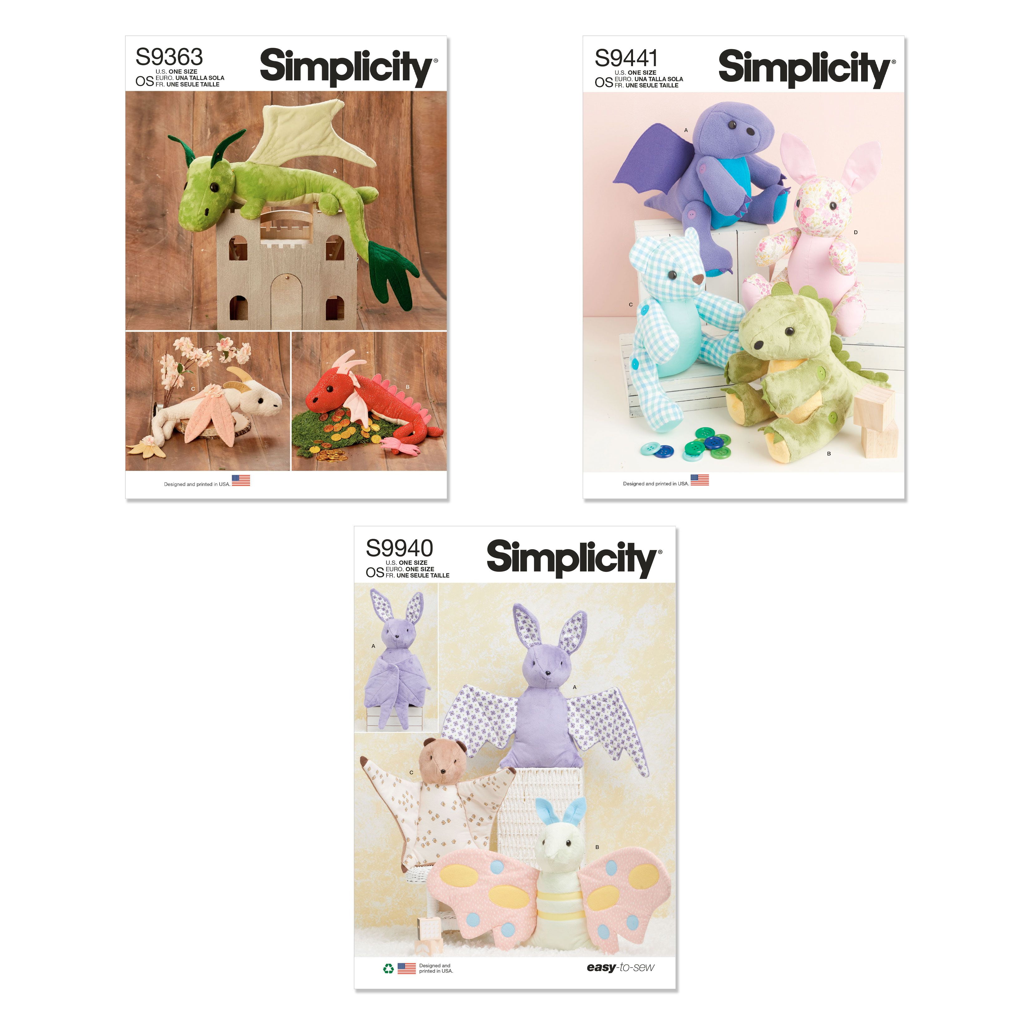 Simplicity Winged Stuffies Pattern Bundle BD10012 ONE SIZE