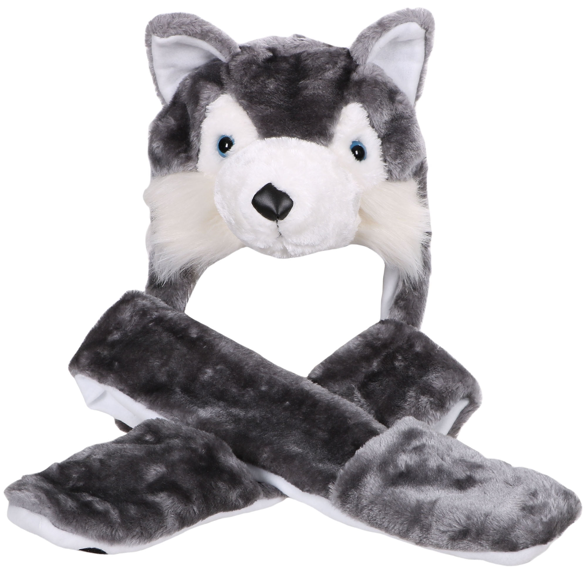 Wolf Winter Hats WOLF Winter Animal Hat Full Hoodie With Scarf