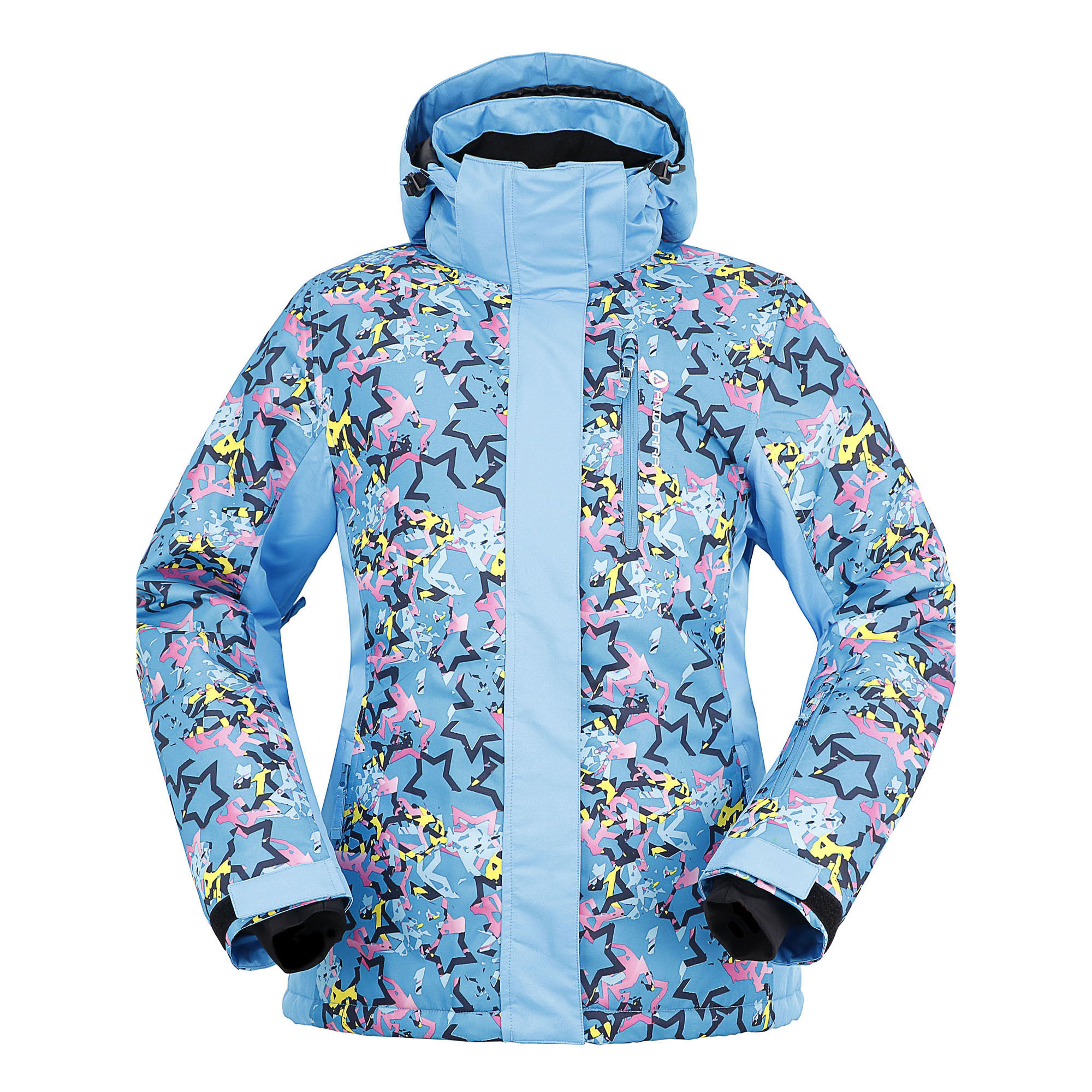 Simplicity Women's Winter Ski Jacket with Zip-Off Hood,Retro Blue Starbursts,M - image 1 of 4