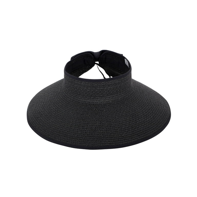 Simplicity Womens Sun Hat Foldable Straw Sun Visor Black Walmart