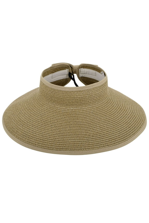 Womens Sun Hat Foldable Straw Sun Visor Natural