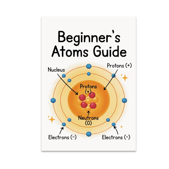 Simplified Atom Diagram Poster - Beginner's Atoms Guide - 13x19 Poster Print