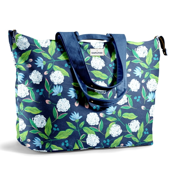 Fit + Fresh All The Things XL Tote Bag, Travel & Overnight Bag, Blue Floral