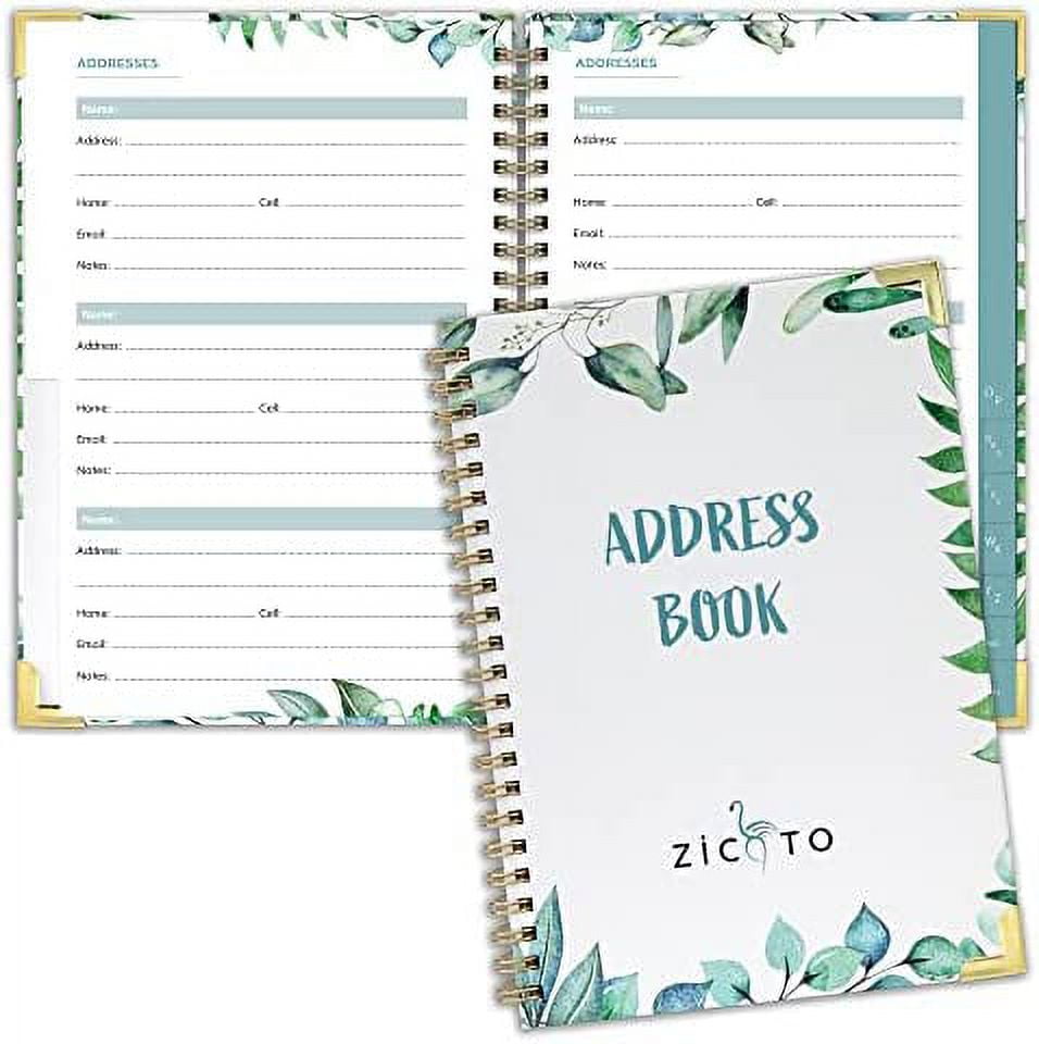 Simplified Greenery Address and Password Book with Alphabetical Tabs