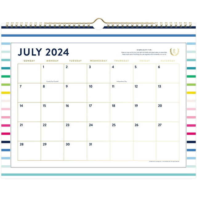 Simplified by Emily Ley for ATAGLANCE Academic 20242025 Monthly Wall