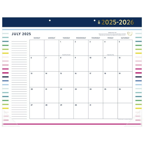 Simplified by Emily Ley for AT-A-GLANCE Academic 2025-2026 Monthly Desk Pad