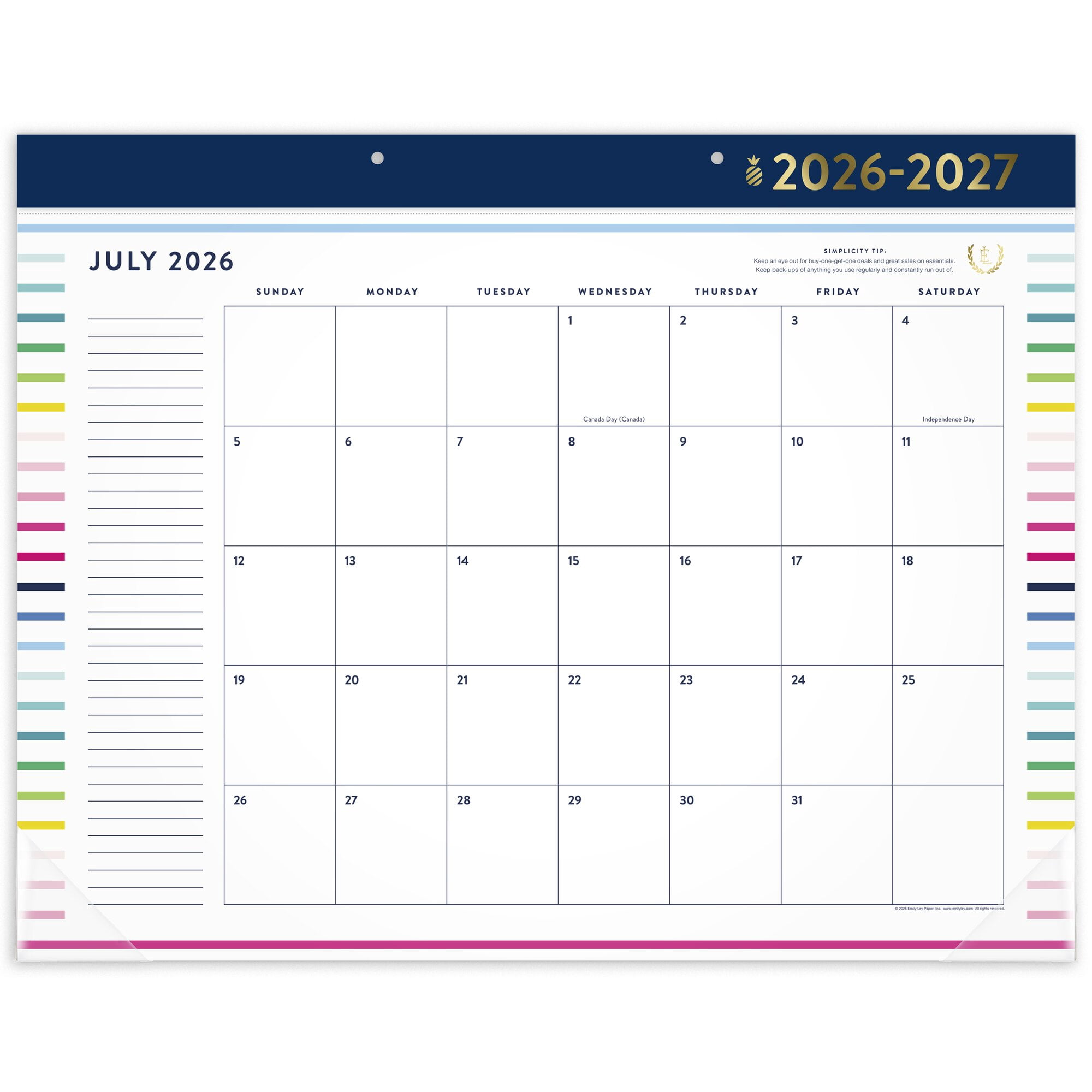 Simplified by Emily Ley for AT-A-GLANCE Academic 2026-2027 Monthly Desk Pad