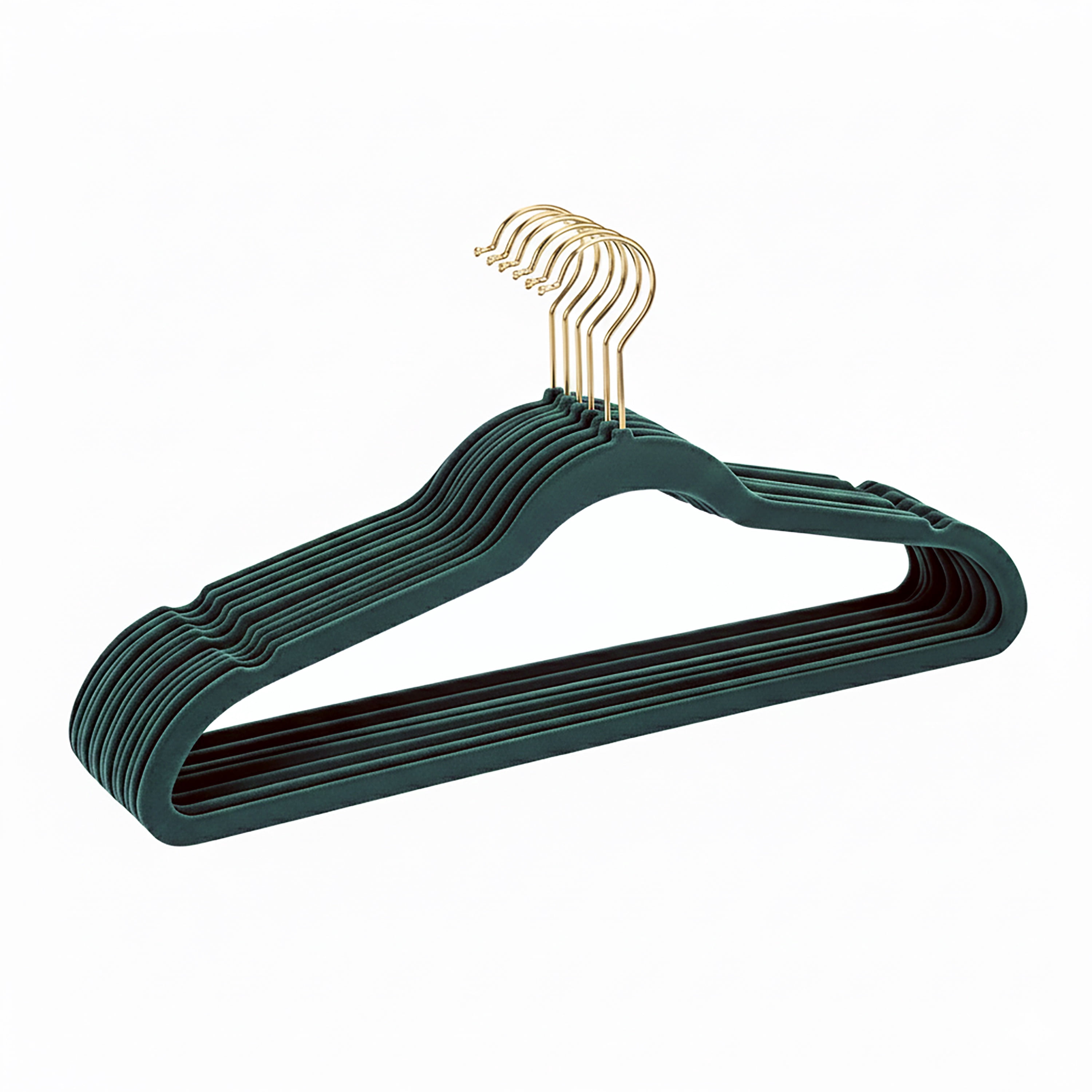 Simplify 10 Pack Super Slim Velvet Hangers with Gold Hook in Emerald