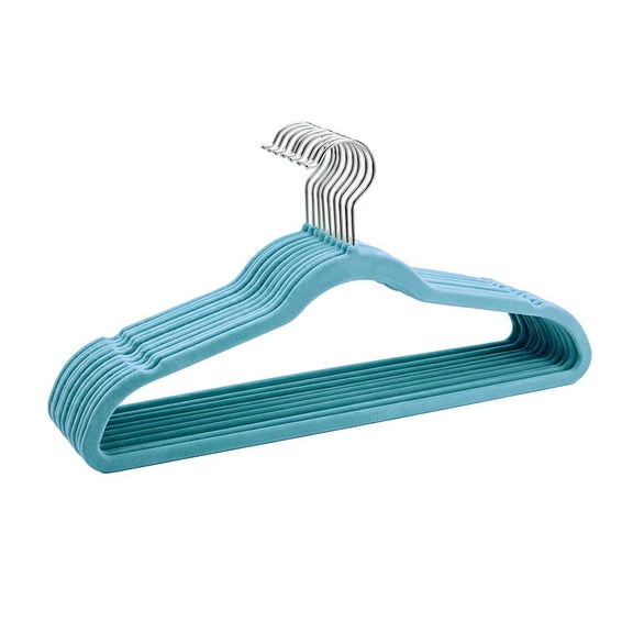 Simplify 10 Pack Velvet Clothing Hangers in Blue