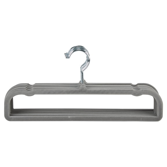 Simplify 10 Pack Velvet Pants Hangers Gray Color | Non Slip Space Saving Closet Organizer | Heavy Duty Slim Profile