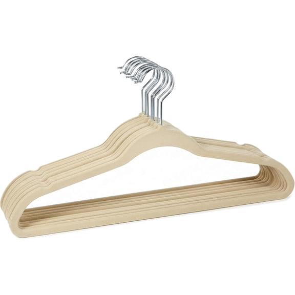Simplify 10 Super Slim Velvet Huggable Hangers in Ivory