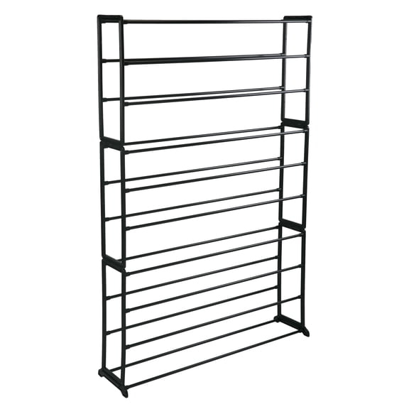 Simplify 10 Tier 50 Pair Shoe Organizer Rack in Black