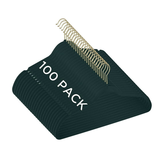 Simplify 100 Pack Slim Velvet Hangers in Emerald