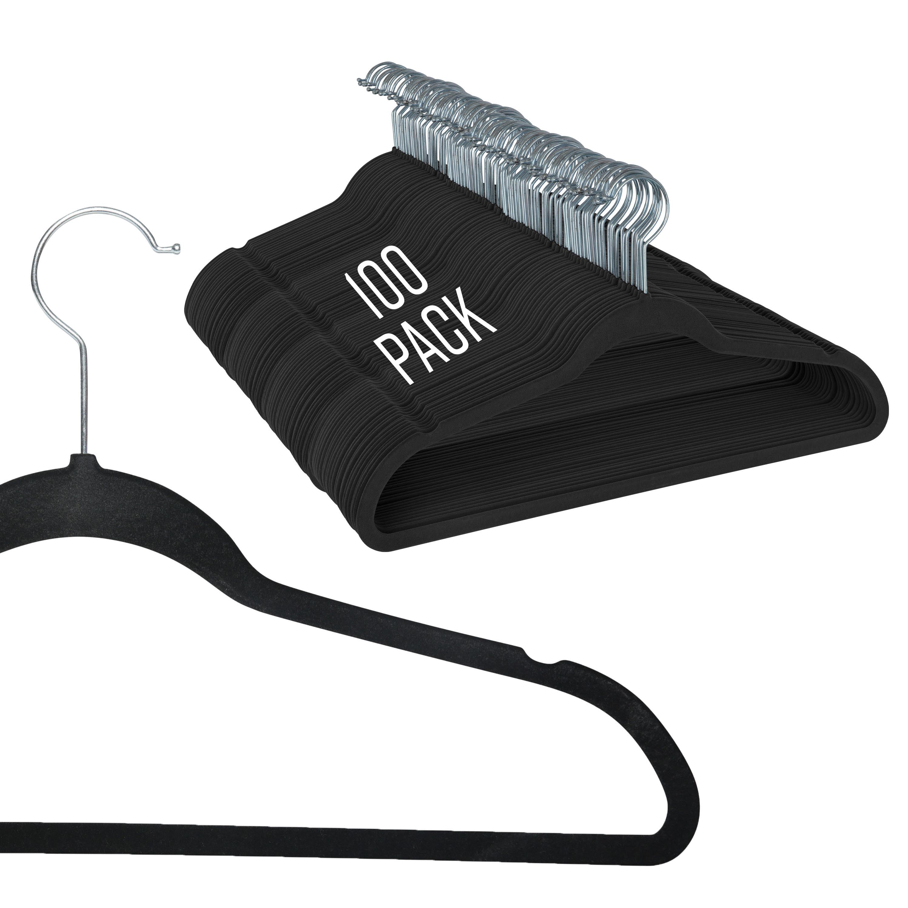 Simplify 100 Pack Slim Velvet Suit Hangers in Black