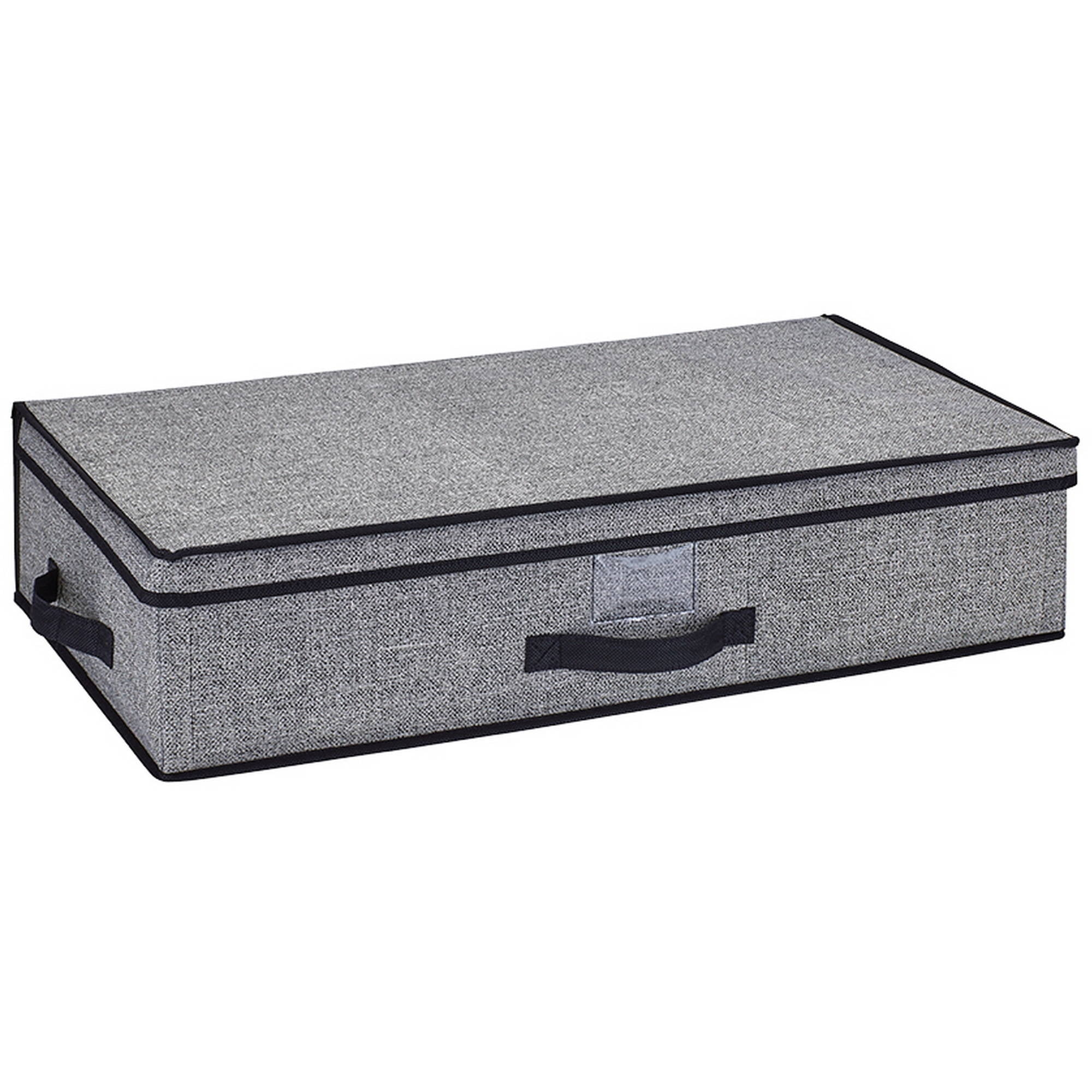 Gray and Black Collapsible Plastic Under Bed Storage Box