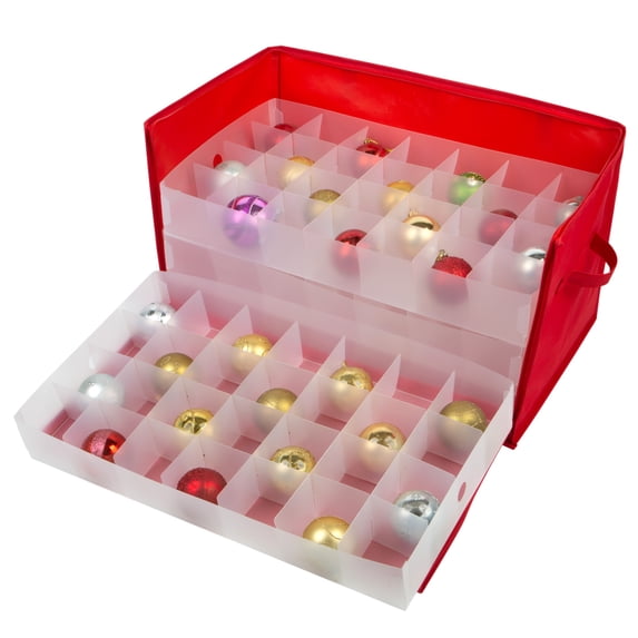 Simplify 112-Count Christmas Ornament Storage Box in Red