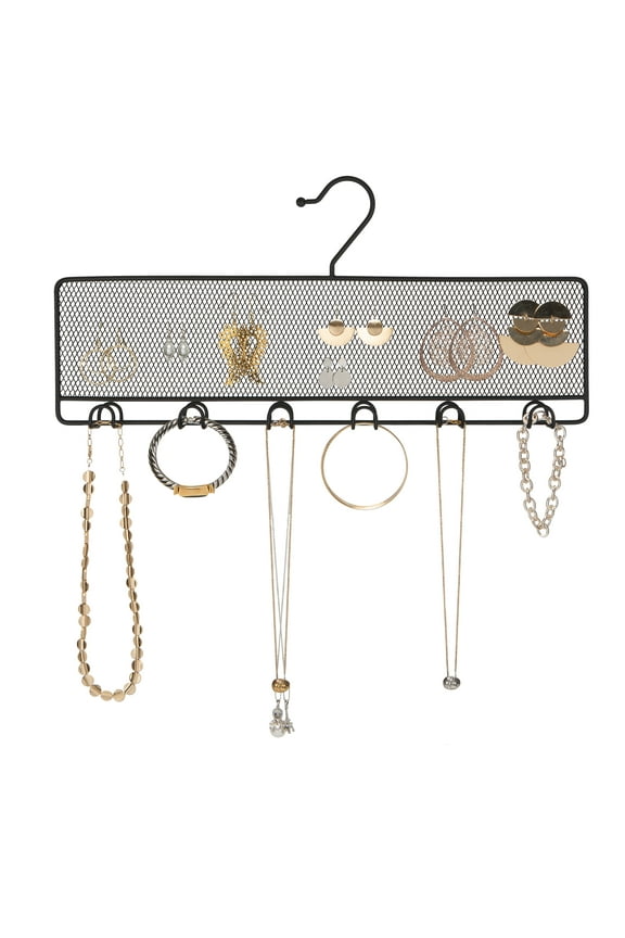 12 Hook Jewelry Organizer Hanger in Black Steel