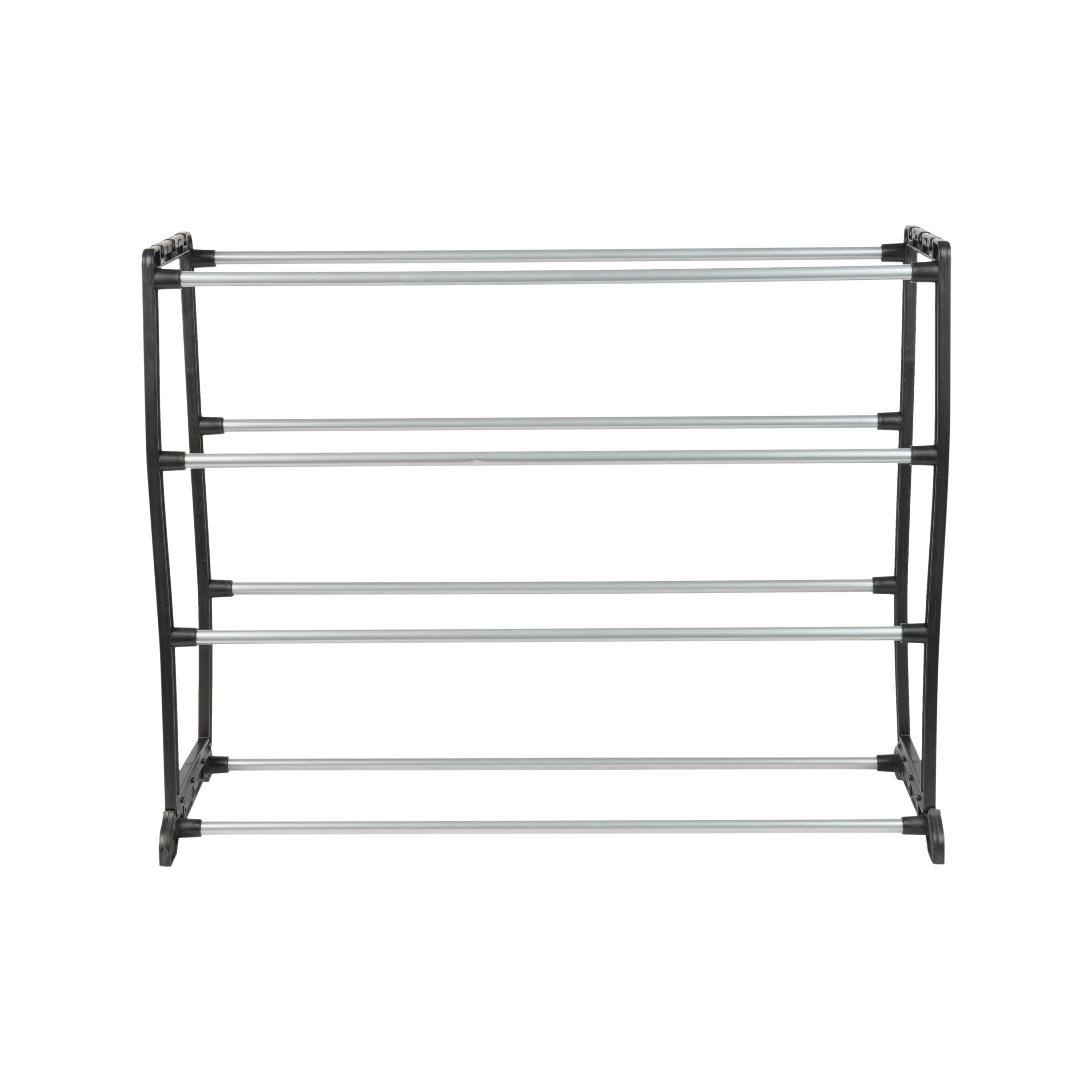 Black Stackable Four-Tier Shoe Rack Organizer