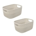 thumbnail image 1 of Simplify 2 Pack 2-Tone Plastic Decorative Small 9x7x5 Storage Basket Tote in Ivory, 1 of 5