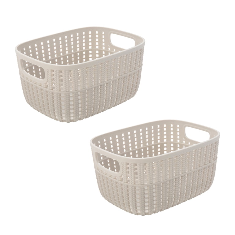 Simplify 2 Pack 2-Tone Plastic Small Storage Basket Tote with