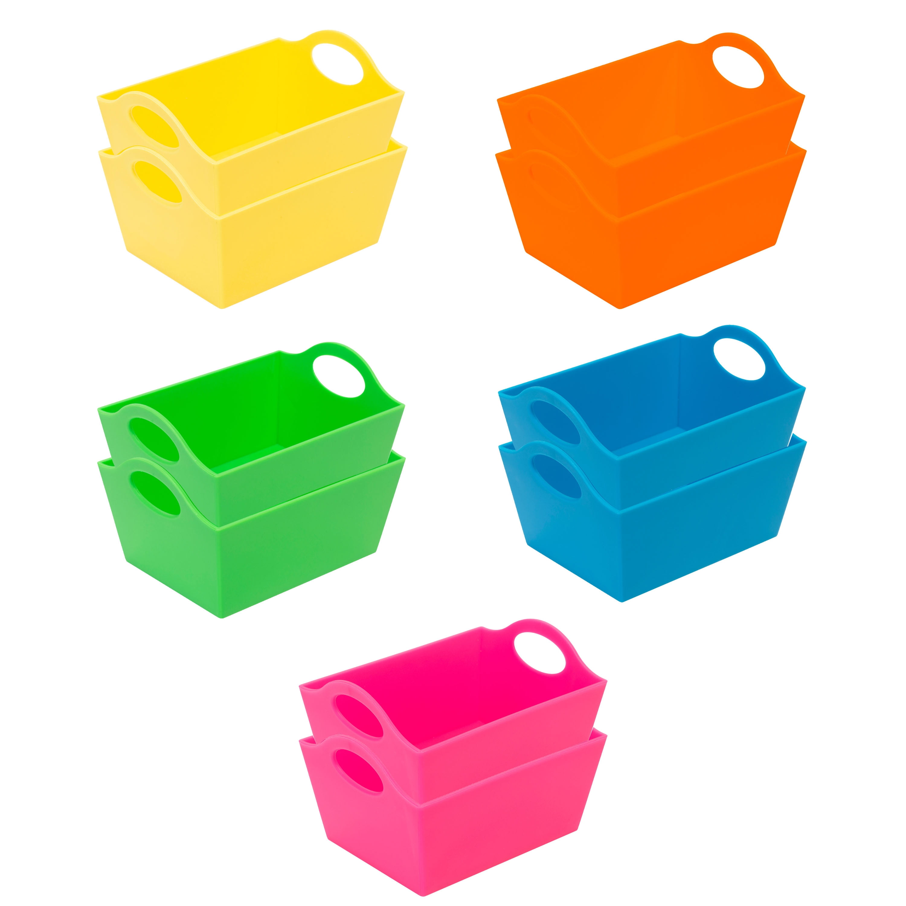 Neon Confetti Small Plastic Storage Bins - 5-Pack