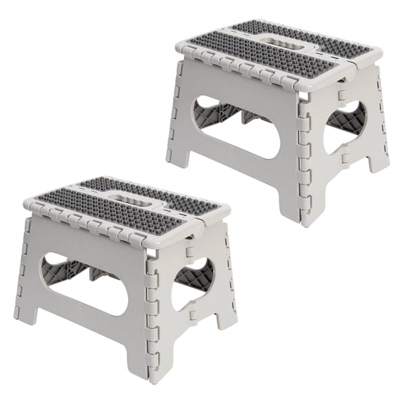 Simplify 2 Pack 9" Anti-Skid Plastic Folding 1 Step Stool in White