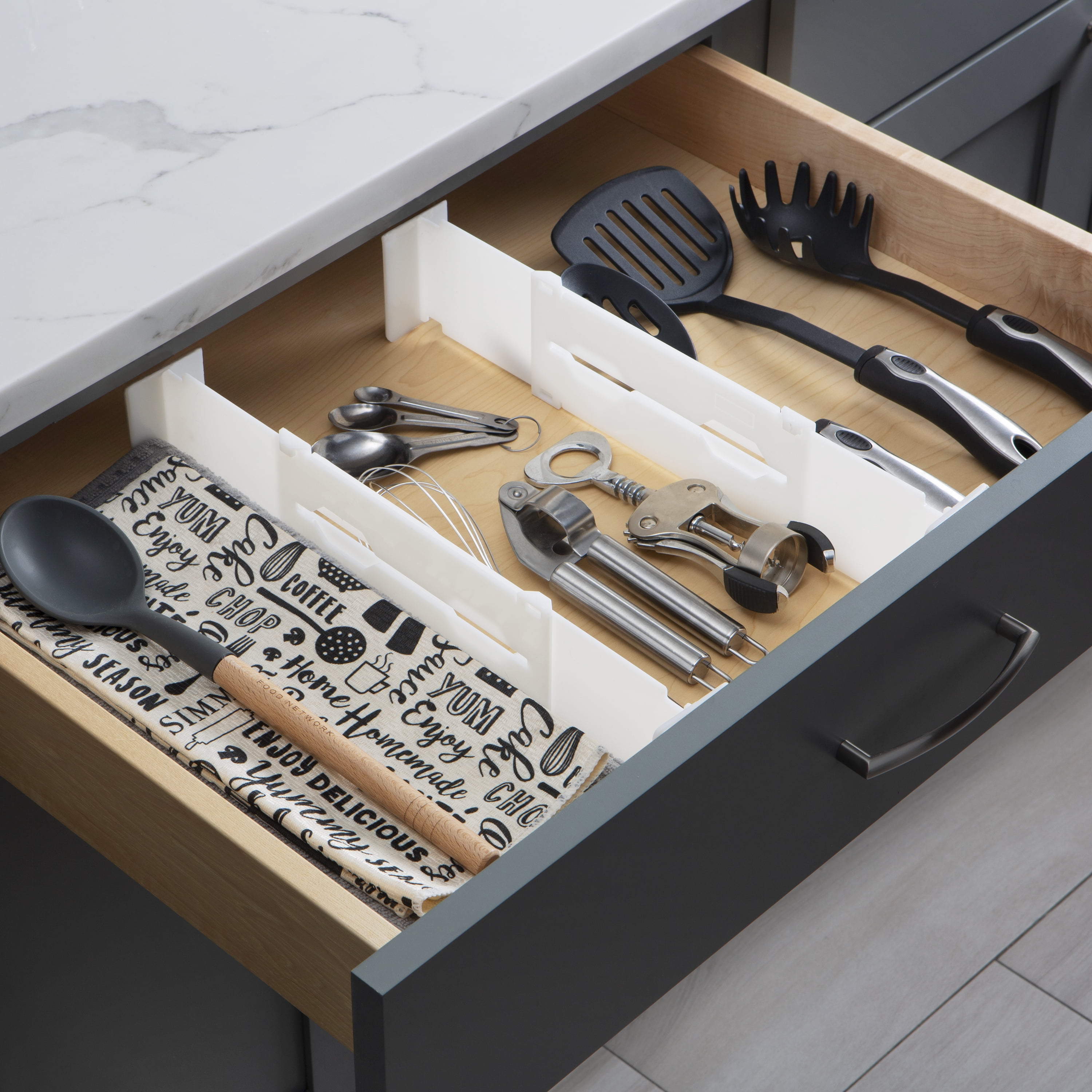 Simplify 2 Pack Adjustable Depth Draw Organizers in White 12.83"