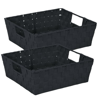 Simplify 2 Pack Large Non Woven Shelf Storage Basket, Black
