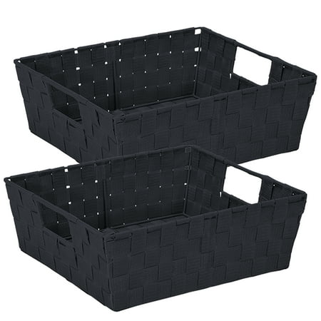 Simplify 2 Pack Large Non Woven Shelf Storage Basket, Black