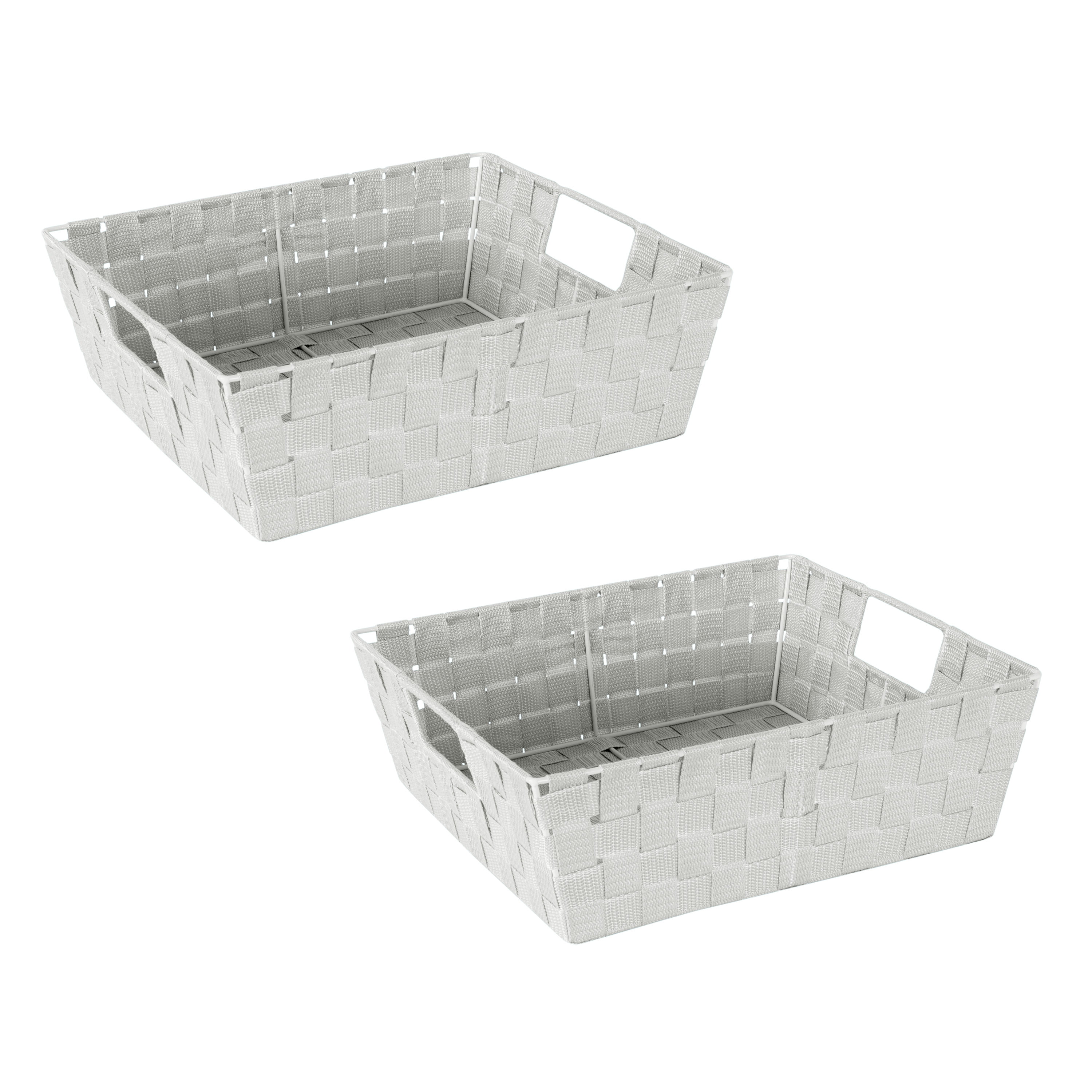 Tribello Plastic Bin Baskets for Organizing, White Storage Tray, Rectangle  9 x 6 x 2 - Pack of 4 - Made in USA