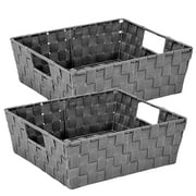 Simplify 2 Pack Large Woven Shelf Storage Basket in Grey