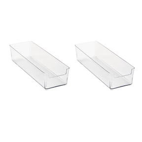 Simplify 2 Pack Medium 11.6" x 3.7" Rectangular Drawer Organizer, Clear