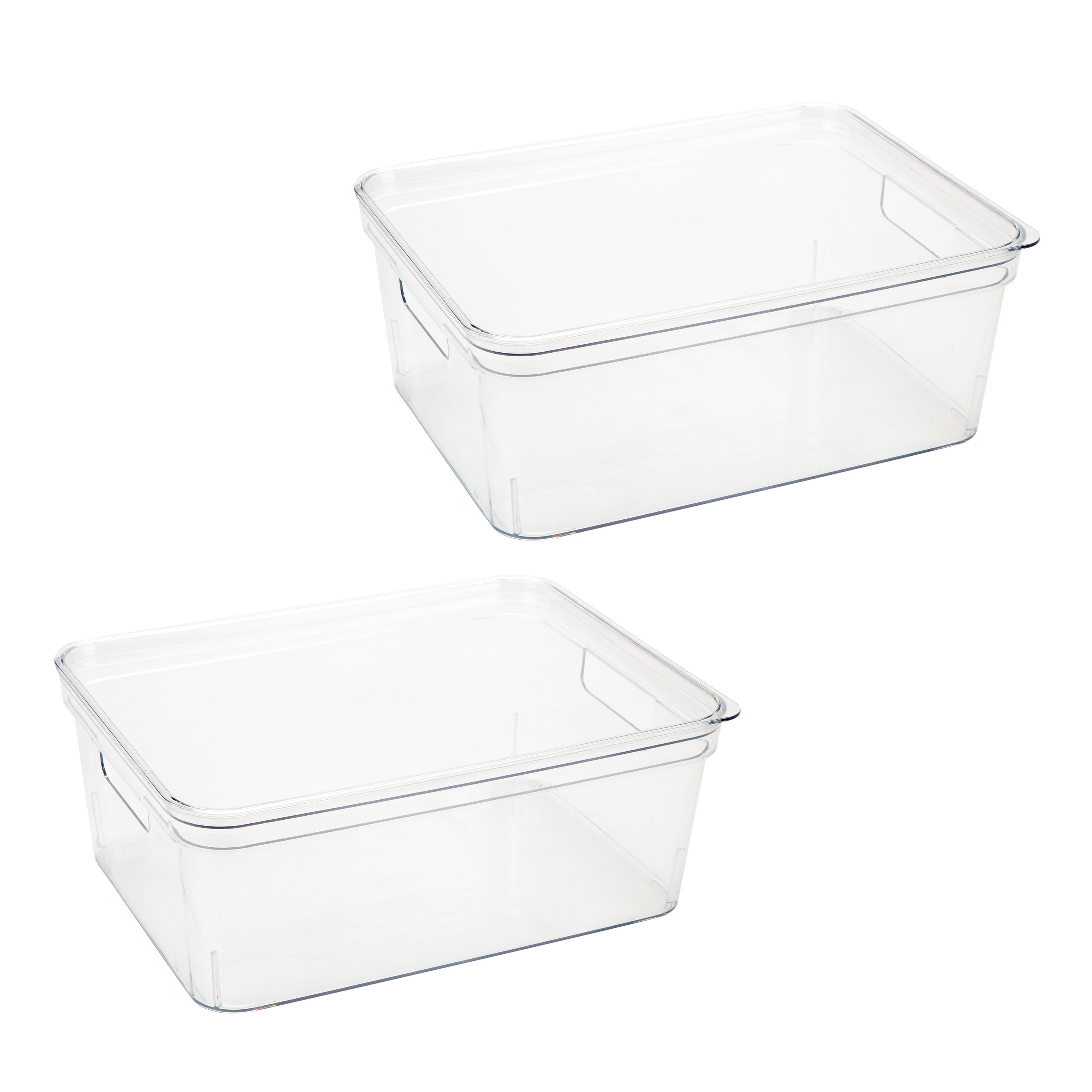 Simplify 2 Pack Medium Lidded Plastic Storage Bin, Clear
