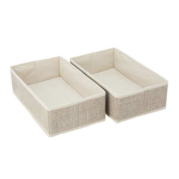 Simplify 2 Pack Medium Rectangular Compartment Drawer Organizer in Faux Jute Beige