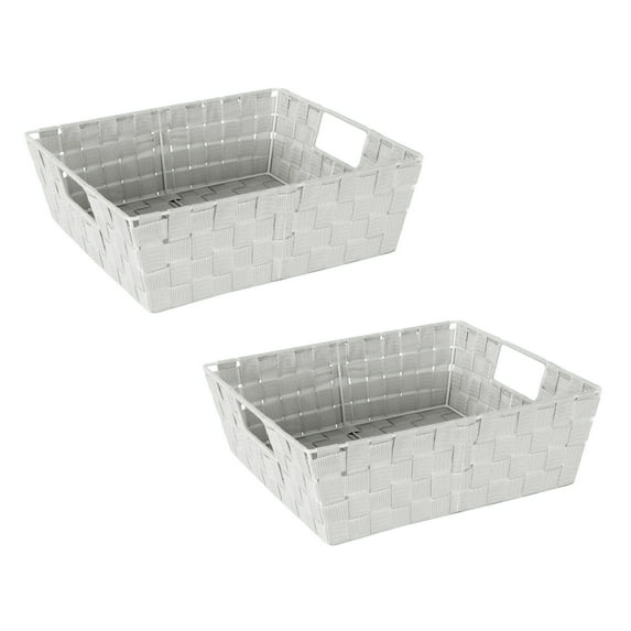 Simplify 2 Pack Shelf Storage Baskets in Woven Heather Grey
