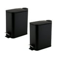 thumbnail image 1 of Simplify 2 Pack Slim Rectangular 5 Liter Pedal Iron Wastebasket with Soft Close Lid in Black, 1 of 9