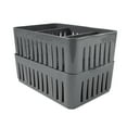 thumbnail image 1 of Simplify 2 Pack Stackable Plastic Organizer Bin Storage Basket with Adjustable Dividers in Grey, 1 of 6