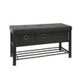 thumbnail image 1 of Simplify 2 Tier Faux Linen Entryway Bench with 3 Pairs Shoe Rack, Gray, 1 of 6