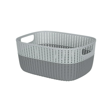 Simplify 2-Tone Decorative Large Plastic Storage Basket in Grey
