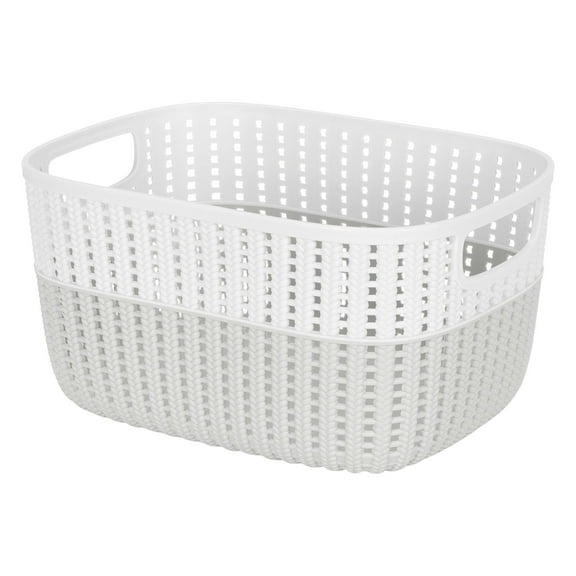 Simplify 2-Tone Decorative Medium Polypropylene Storage Basket in Heather Grey