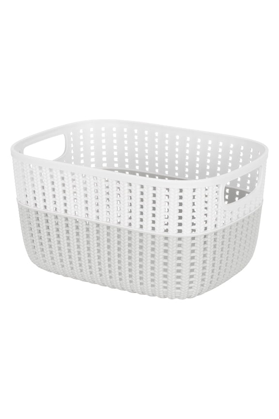 2-Tone Decorative Medium Polypropylene Storage Basket in Heather Grey