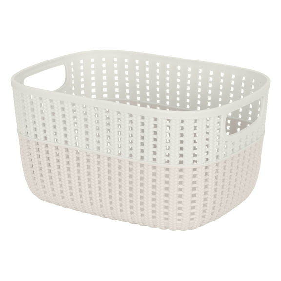 Simplify 2-Tone Decorative Storage Basket in White and Ivory