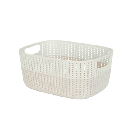 Simplify 2-Tone Large Plastic Decorative Storage Basket in Ivory