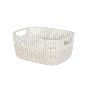 Simplify 2-Tone Large Plastic Decorative Storage Basket in Ivory