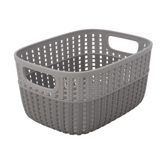 Simplify 2 Tone Small Plastic Storage Basket, Gray
