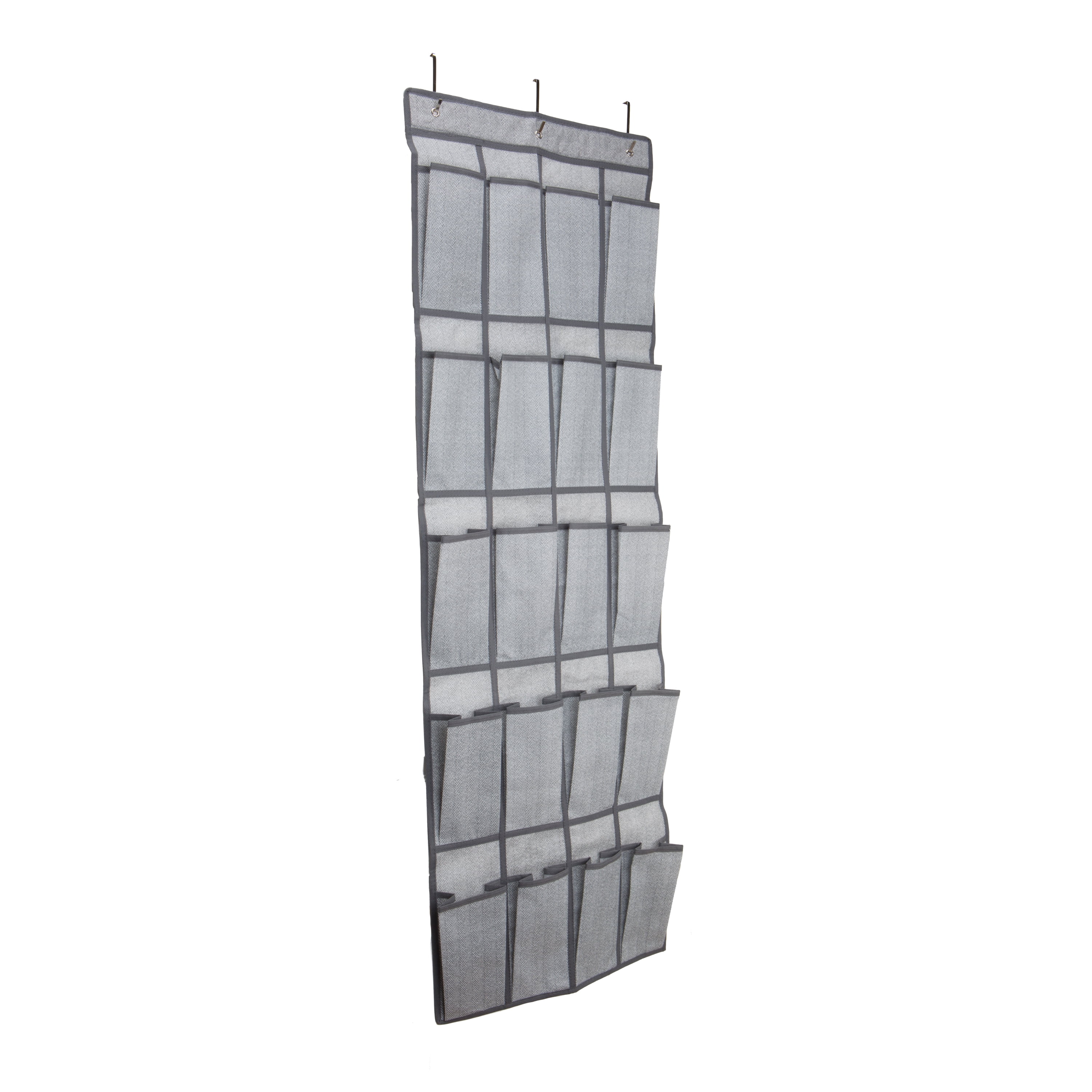 Gray Fabric Over-the-Door 20-Pocket Hanging Shoe Organizer