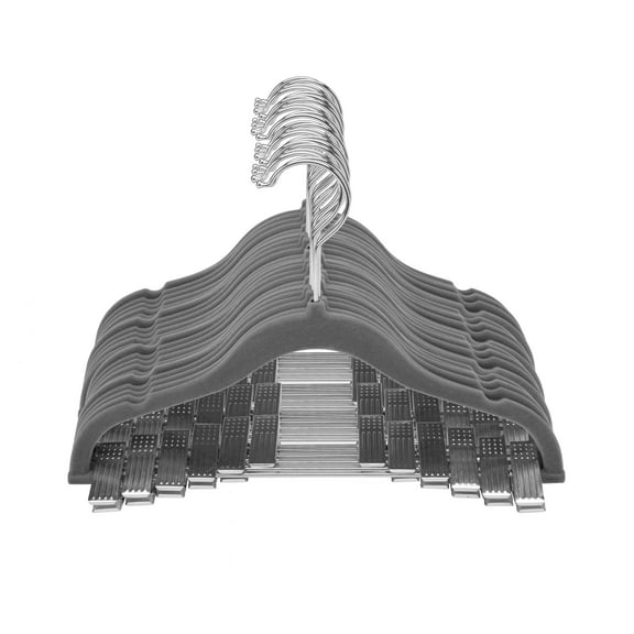 Simplify 24 Pack Children's Velvet Hangers in Grey