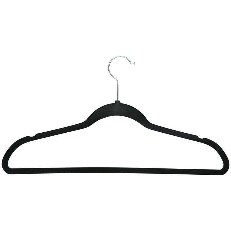 Easyfashion Non Slip Velvet Clothing Hangers, 100 Pack, Black 