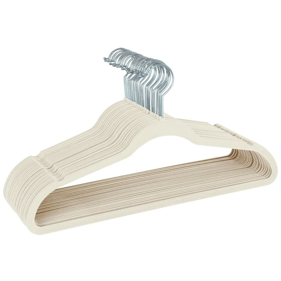 Simplify 25 Pack Slim Velvet Suit Hangers in Ivory