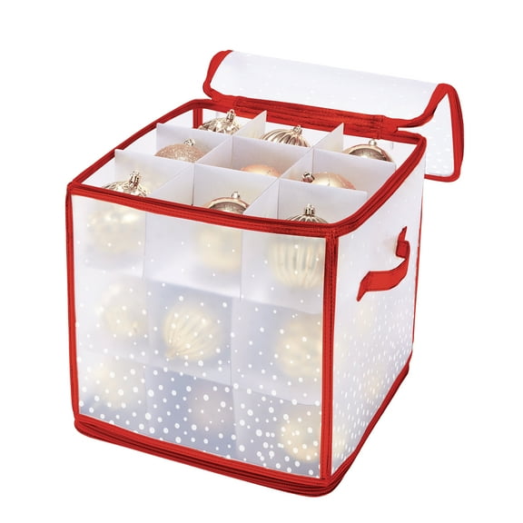 Simplify 27-Count Ornament Organizer Bin in Red, Plastic
